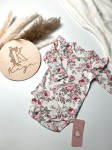 Body bawełniane długi rękaw motyw różowe kwiaty